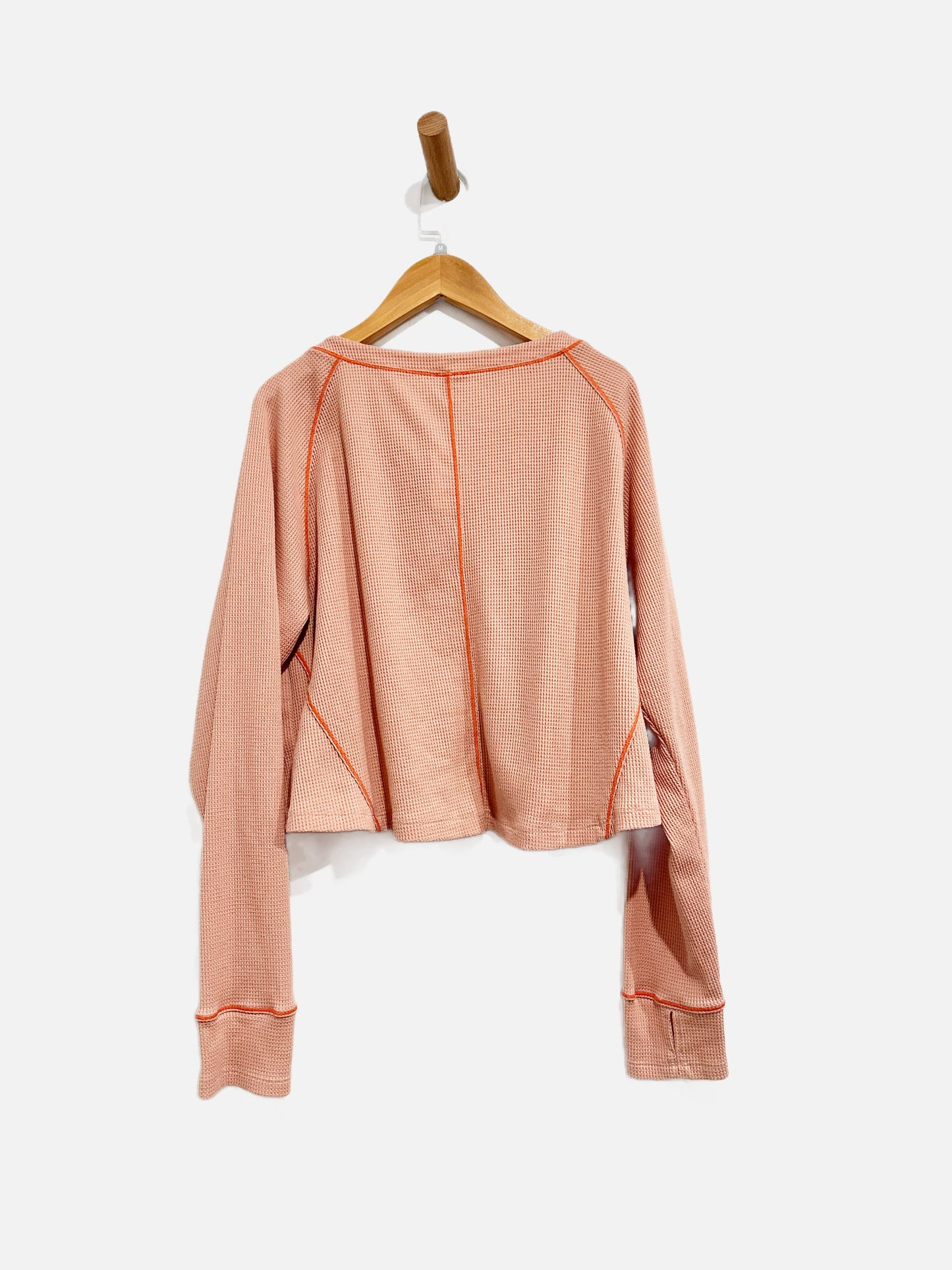 Free People Pink Waffle Crop Top - Medium