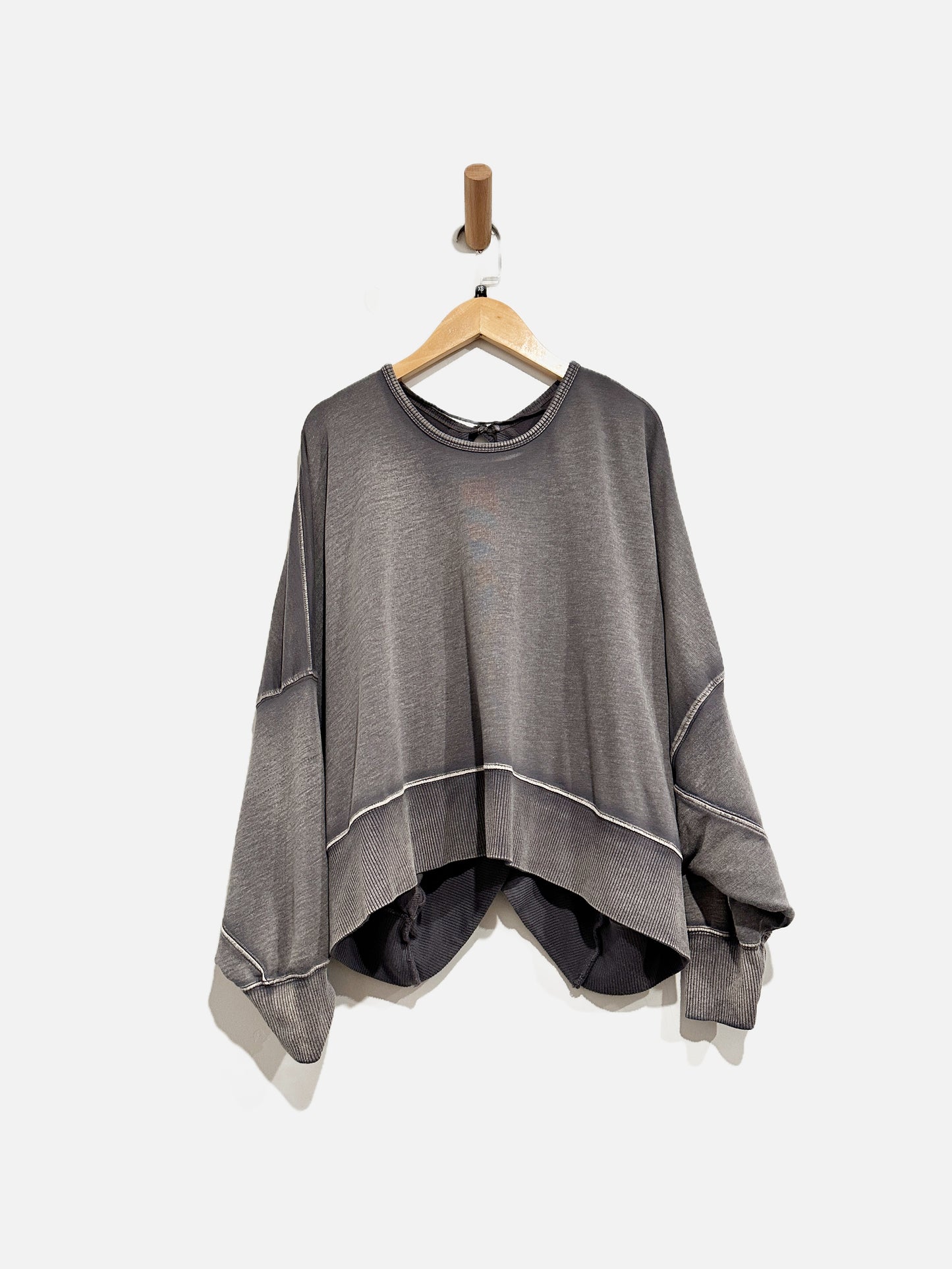 Free People Back it Up Gray Pullover Cut Out Sweatshirt -XS