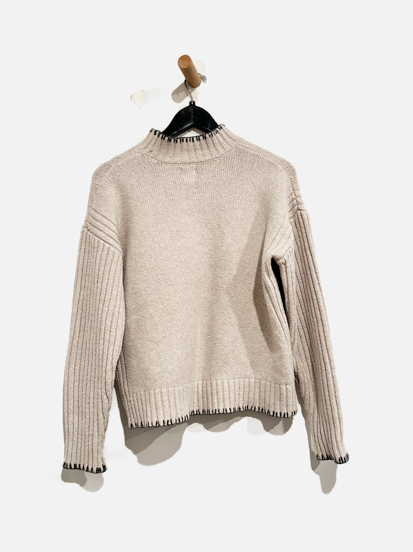 Joie Tan w/gray Stitching Sweater -Small