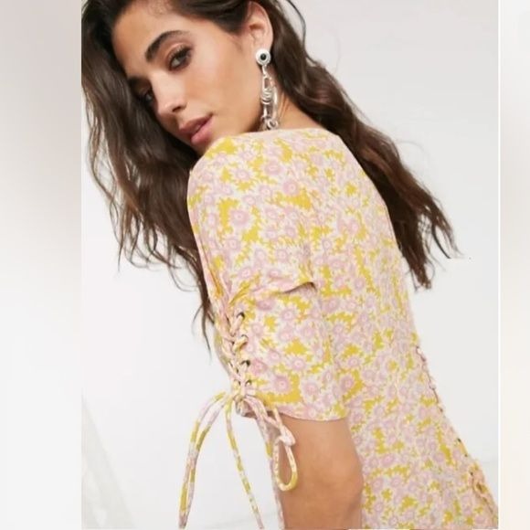 Free People Laced Up Mini Dress in Femme Combo Size XS
