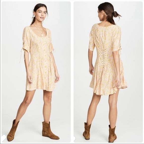 Free People Laced Up Mini Dress in Femme Combo Size XS