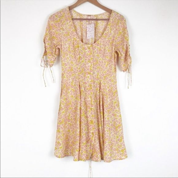 Free People Laced Up Mini Dress in Femme Combo Size XS