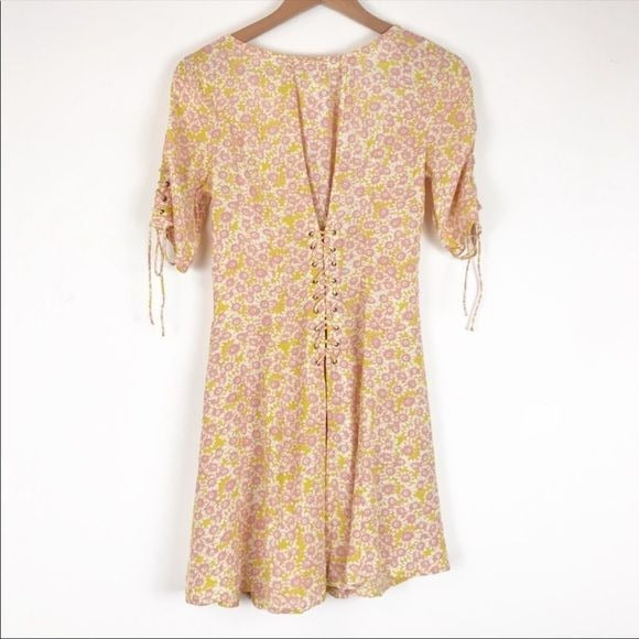 Free People Laced Up Mini Dress in Femme Combo Size XS