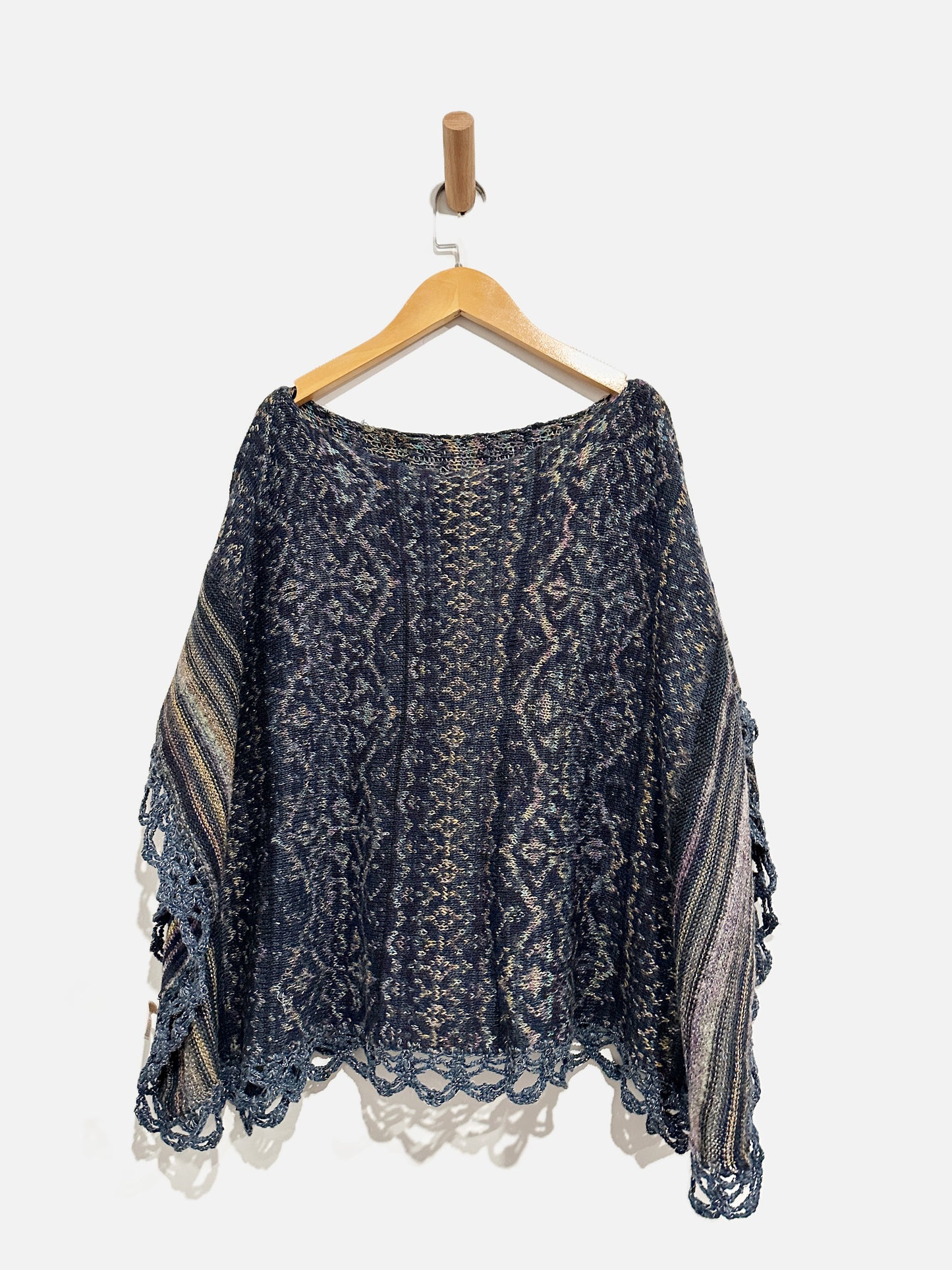 Free People Blue Knit Poncho - 0S