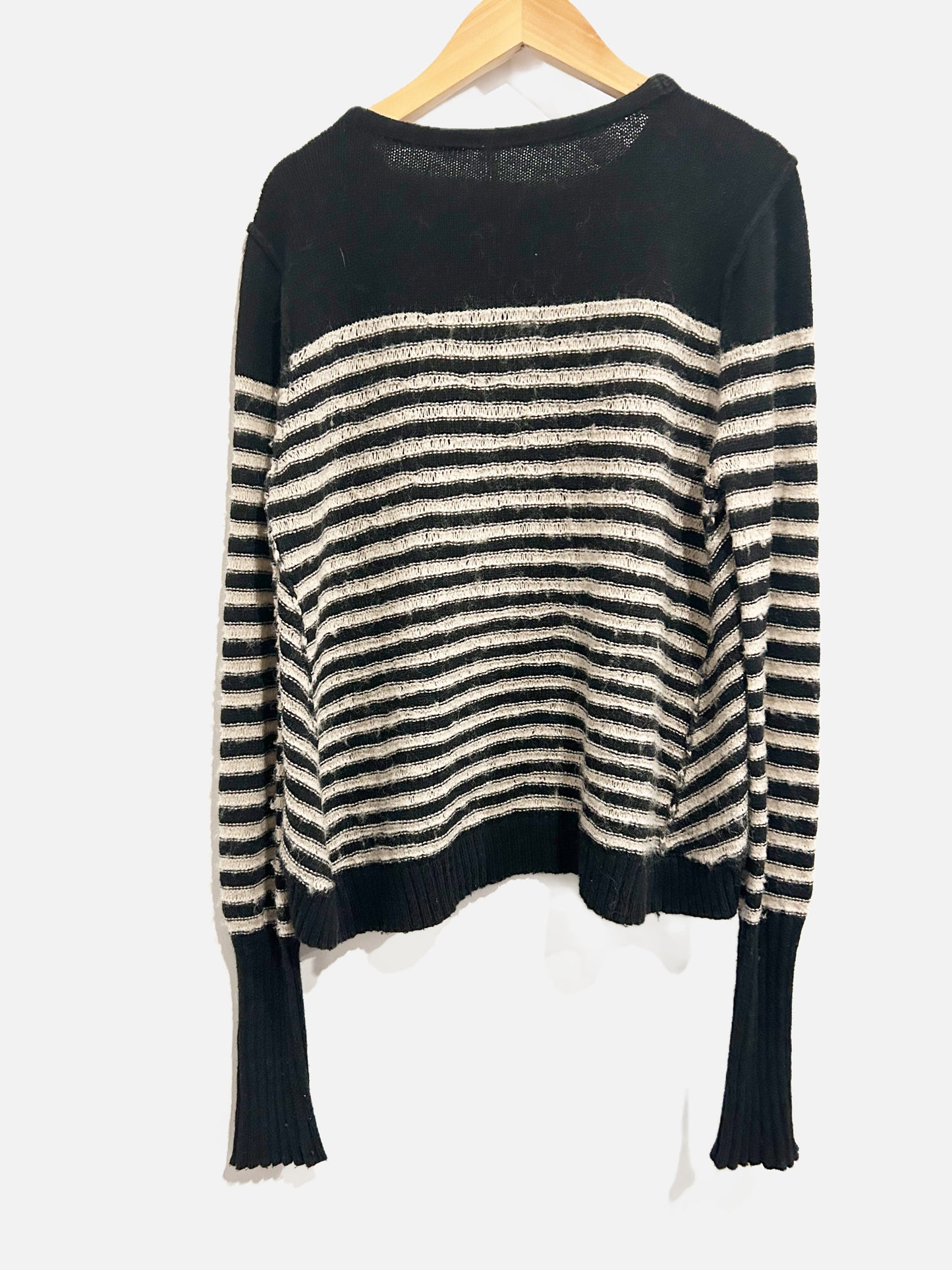 Free People Black & Gray Striped Sweater - Small