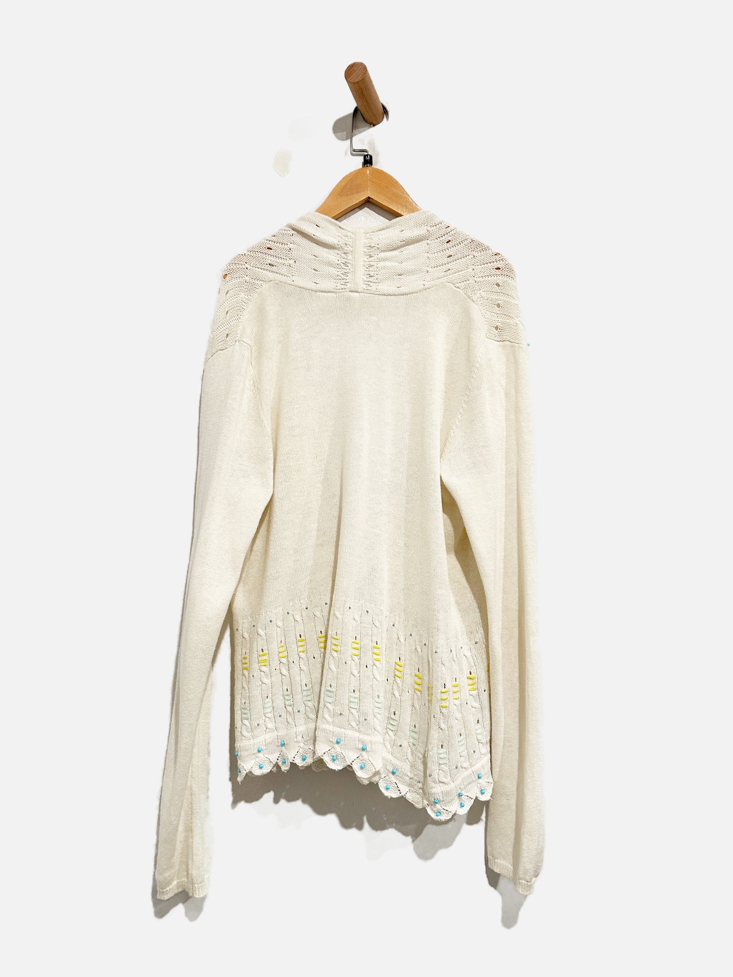 Anthropologie Moth Cream Embroidered Cardigan - Medium
