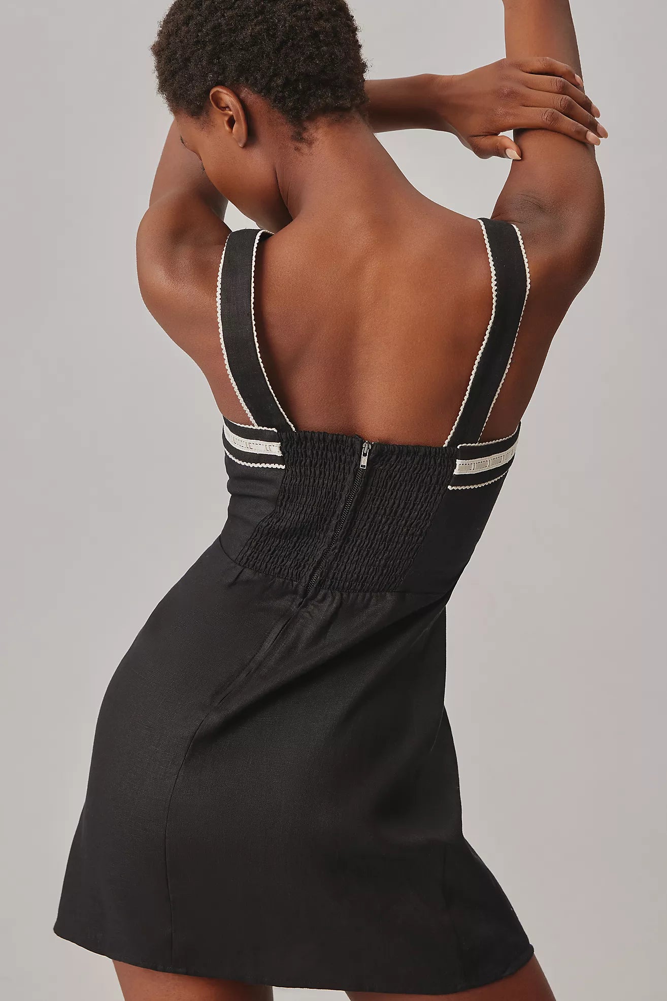 Reformation Elana Black Linen Mini Dress - 4