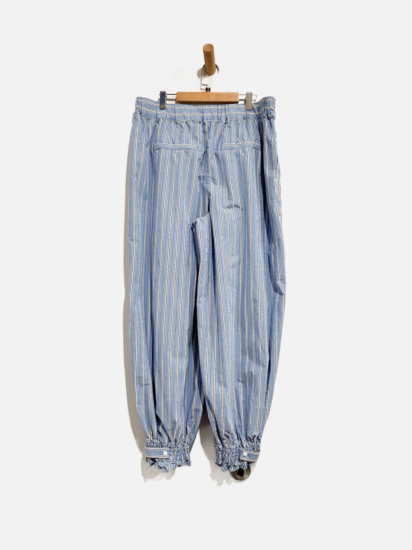 Anthropologie Blue Cotton Stripe Joggers - Large