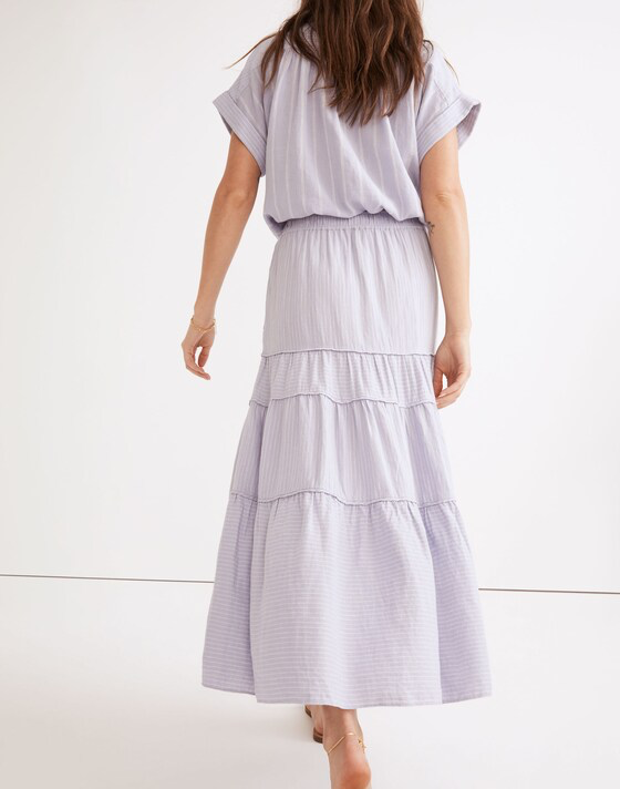 Madewell Purple and White Stripe Midi Skirt- Medium