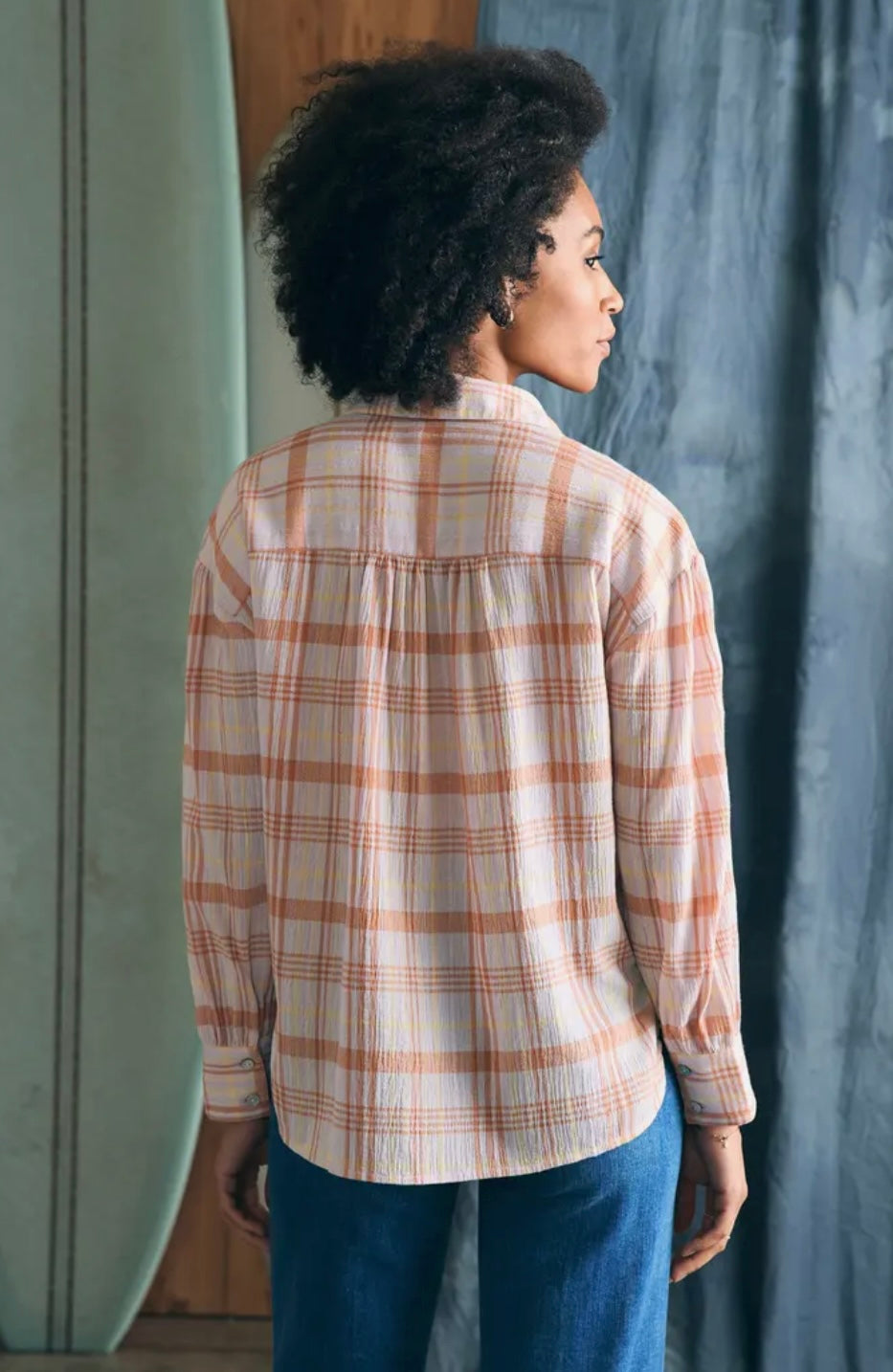 Faherty NWT Olli Top in Pink Plaid - Small