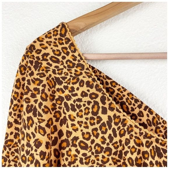 Anthropologie Daily Practice Square Neck Leopard Print Mini Dress Size Small