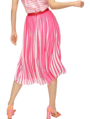 J.Crew NWT Pink/White Pleated Skirt - 14