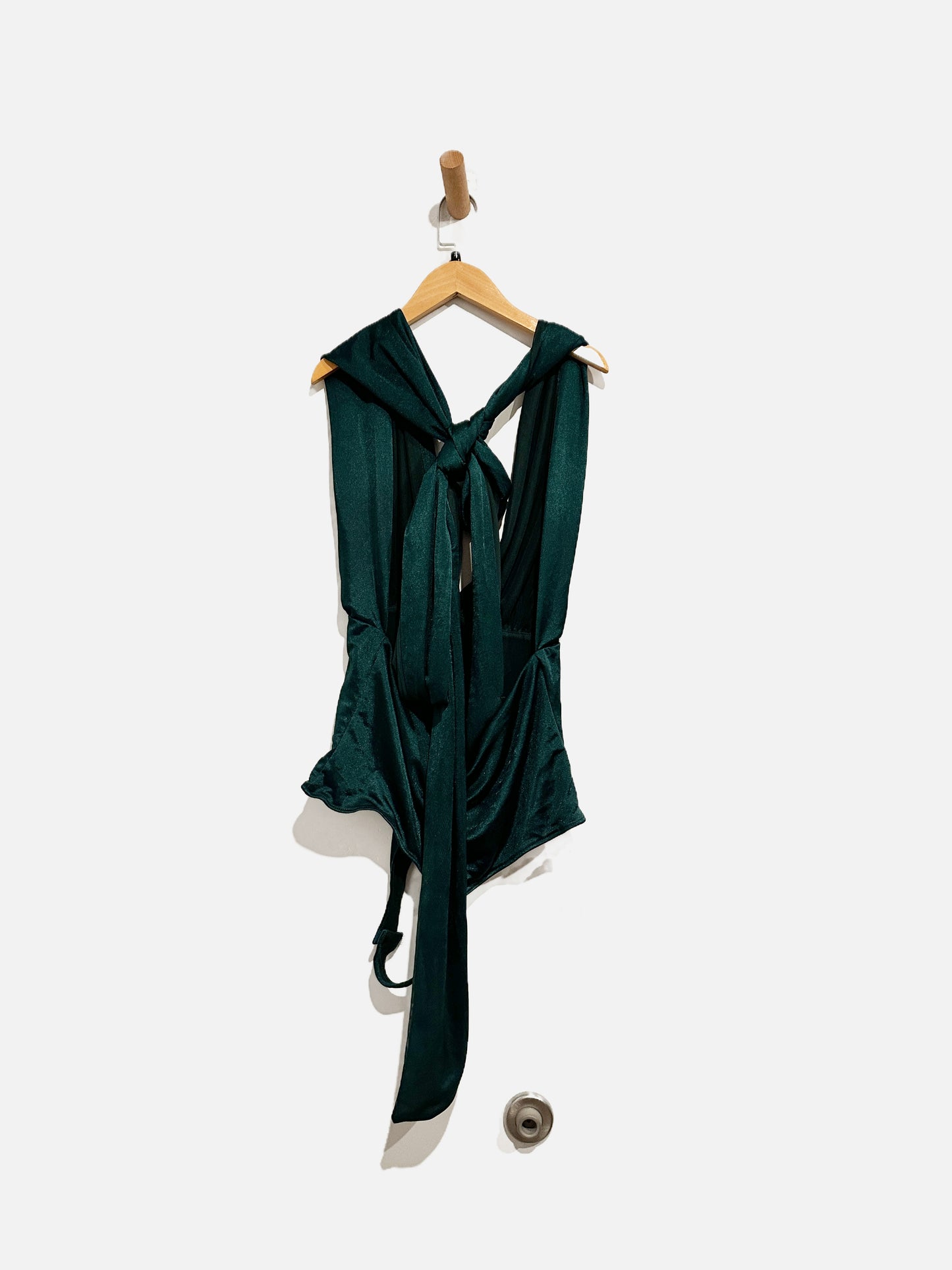 Free People 100 Ways Convertible Green Tie Bodysuit - XL