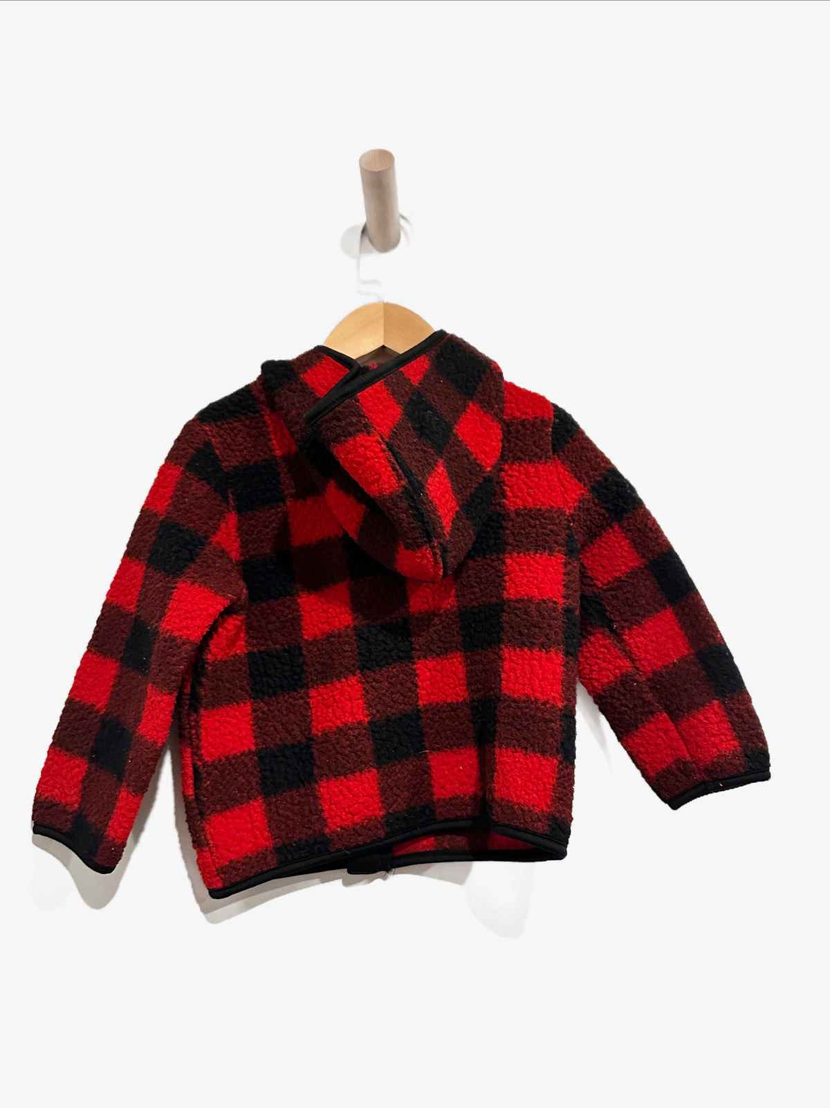 Old Navy Red and White Shearling Zip Up - 4T