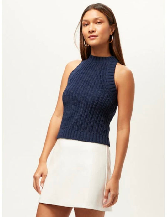 Anthropologie Navy Mock neck Tank - Small