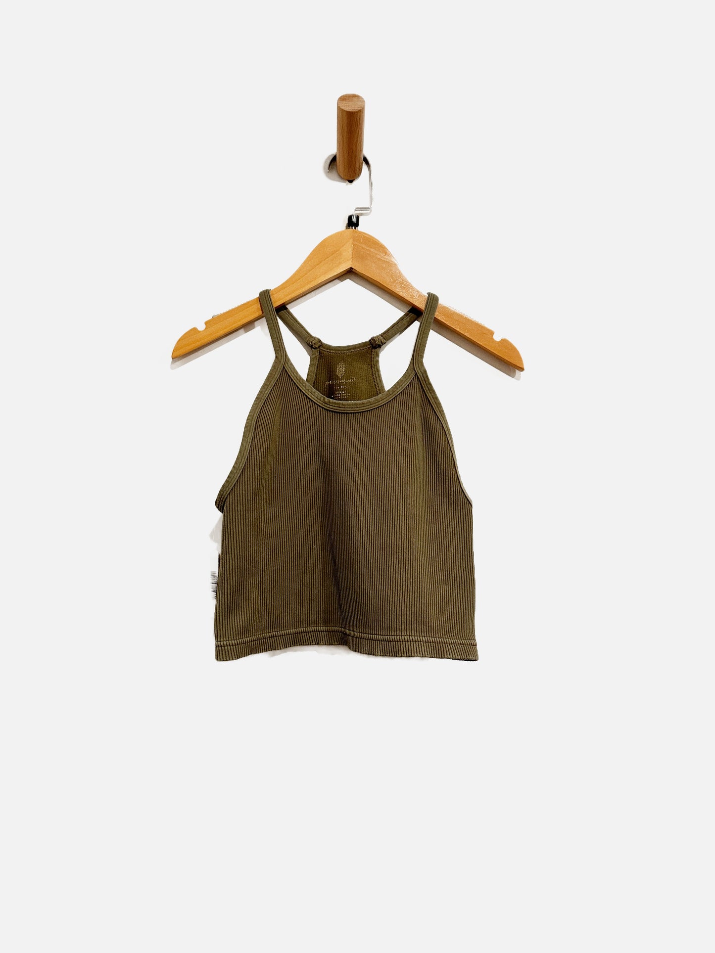 Free People Green Ribbed Crop Tank - M/L