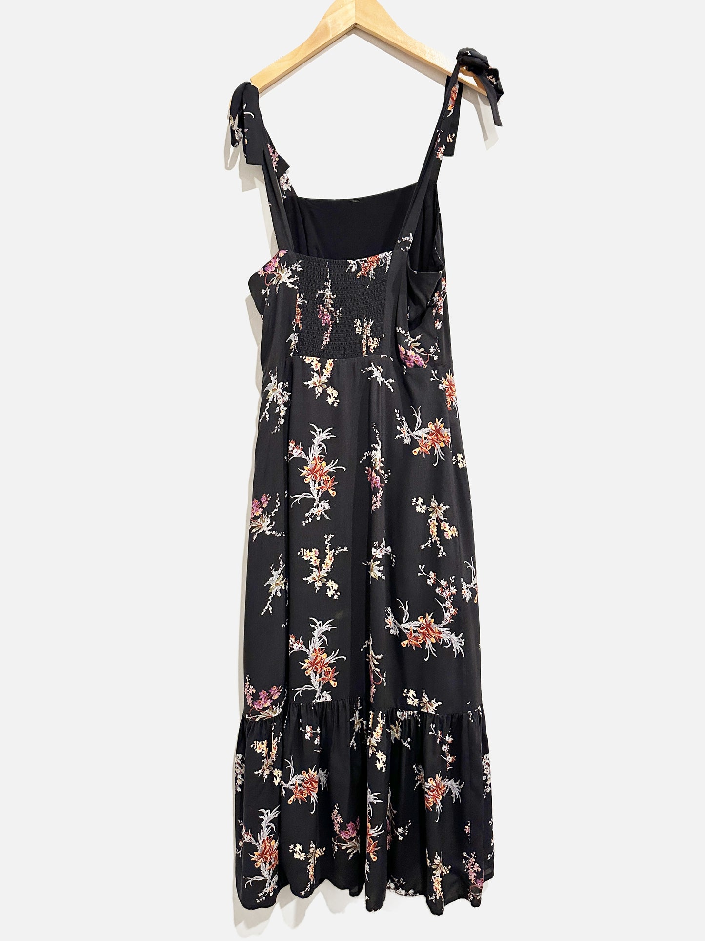 Paige Black Floral Midi Dress - Medium