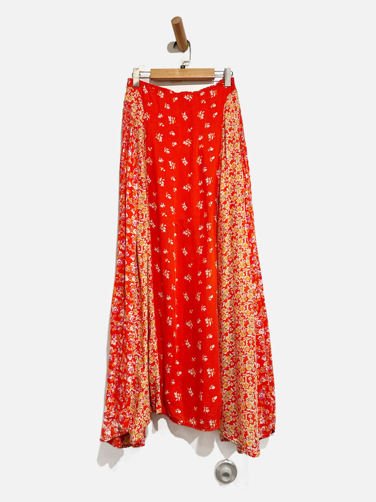 Free People Red Floral Maxi Skirt - XS