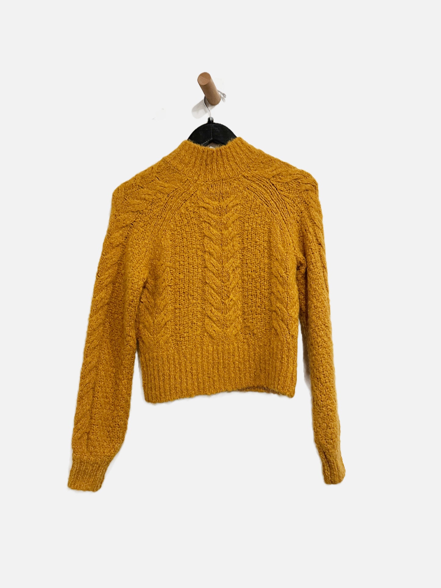 Aritzia Sunday Best Yellow Mock Neck Cable Knit Sweater-XXS