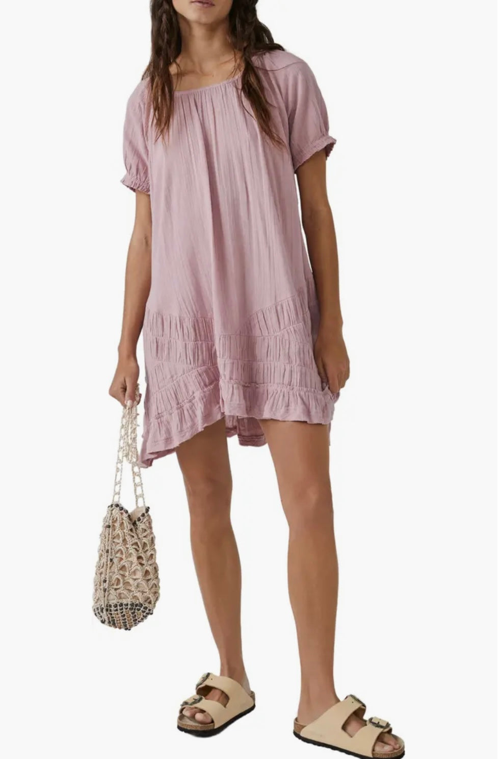 Free People So Scenic Gauzy Dress in Mauve - Small
