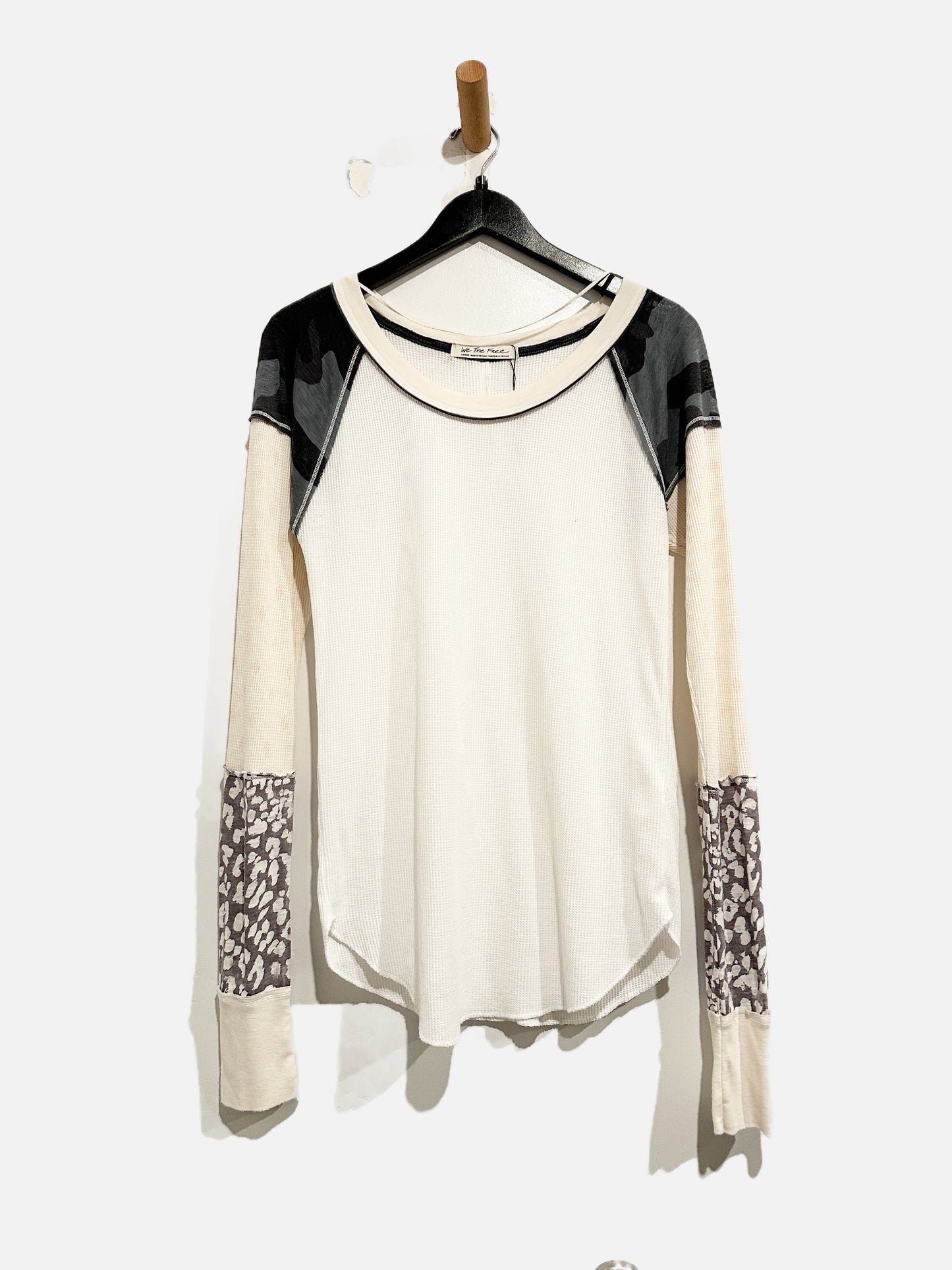 Free People Bright Side White Waffle Knit Top - Large