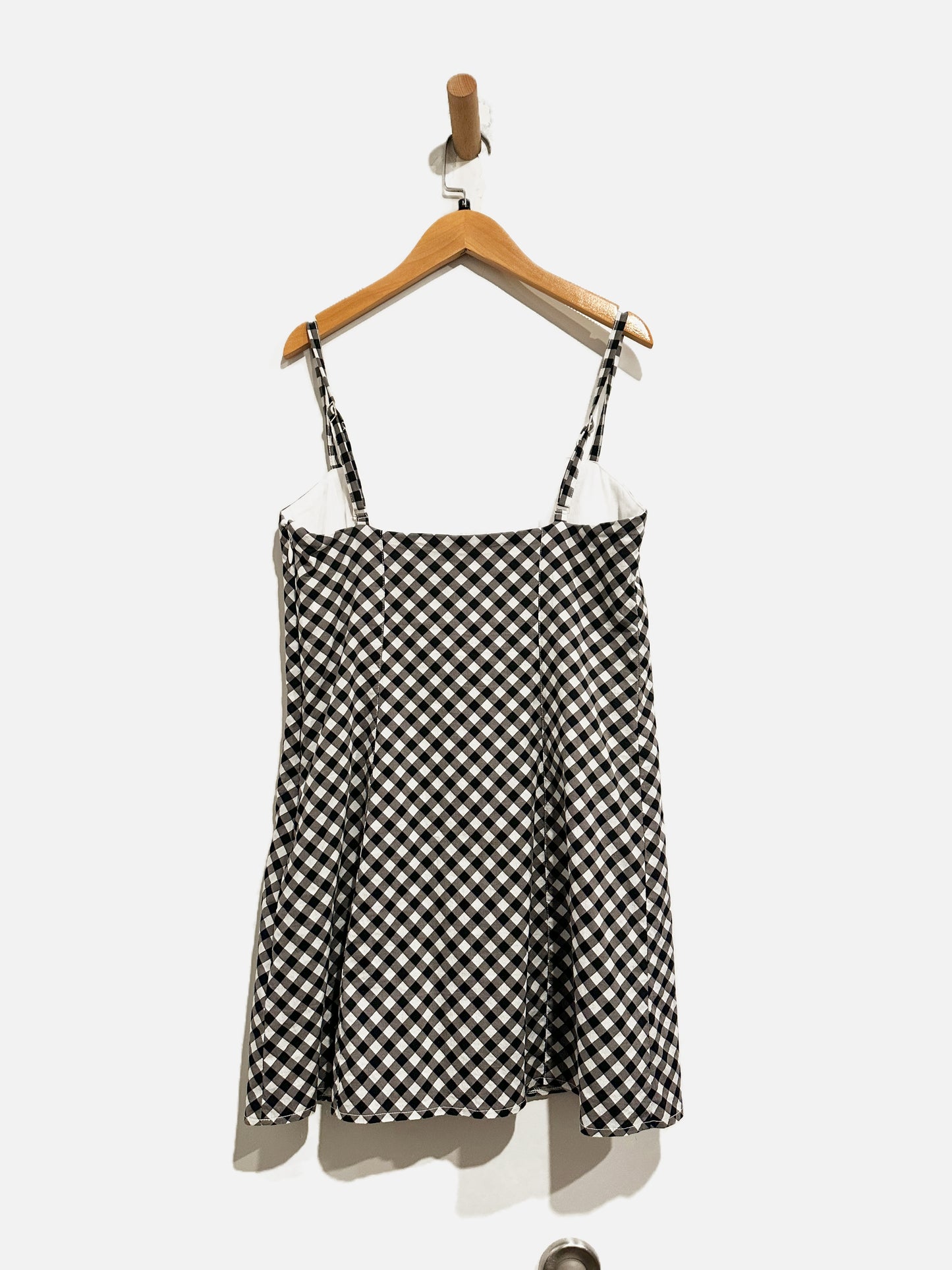 Abercrombie & Fitch Black and White Gingham Mini Dress - Medium