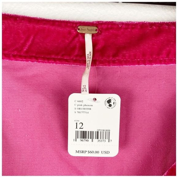 Free People NWT Pink Velvet Annalise Mini Skirt Size 12