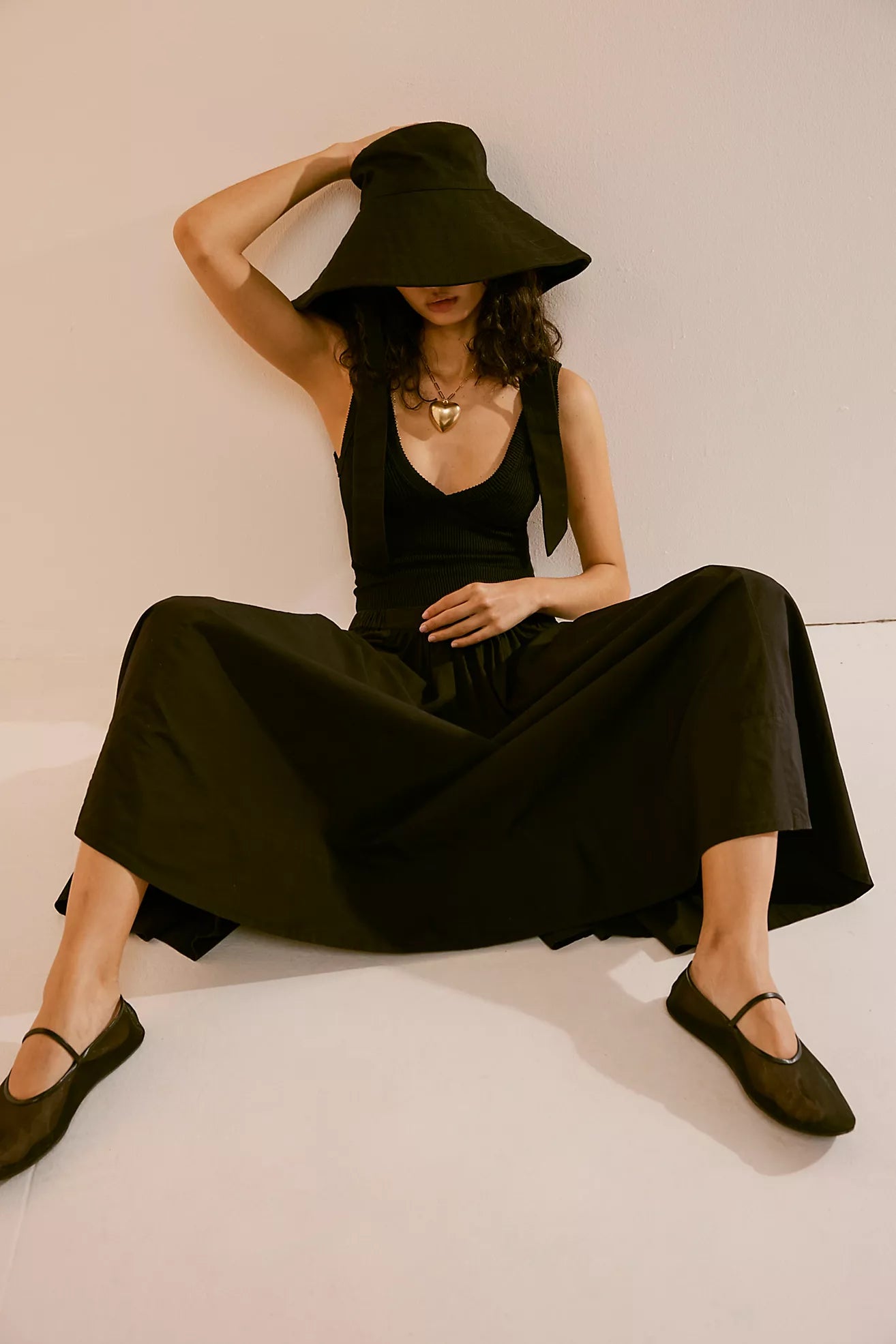 Free People Lowen Black Midi Skirt - Large