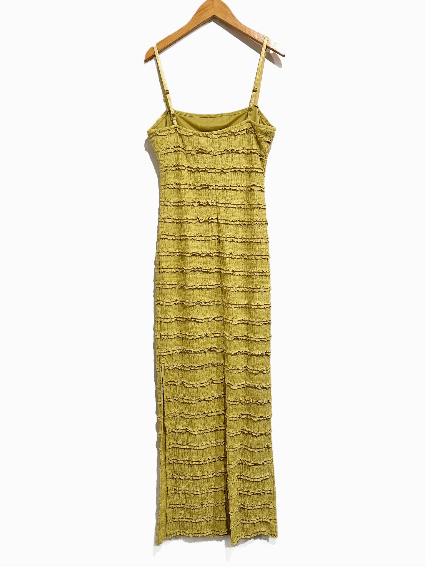 En Creme Yellow Tiered Ruffle Maxi Dress - Medium