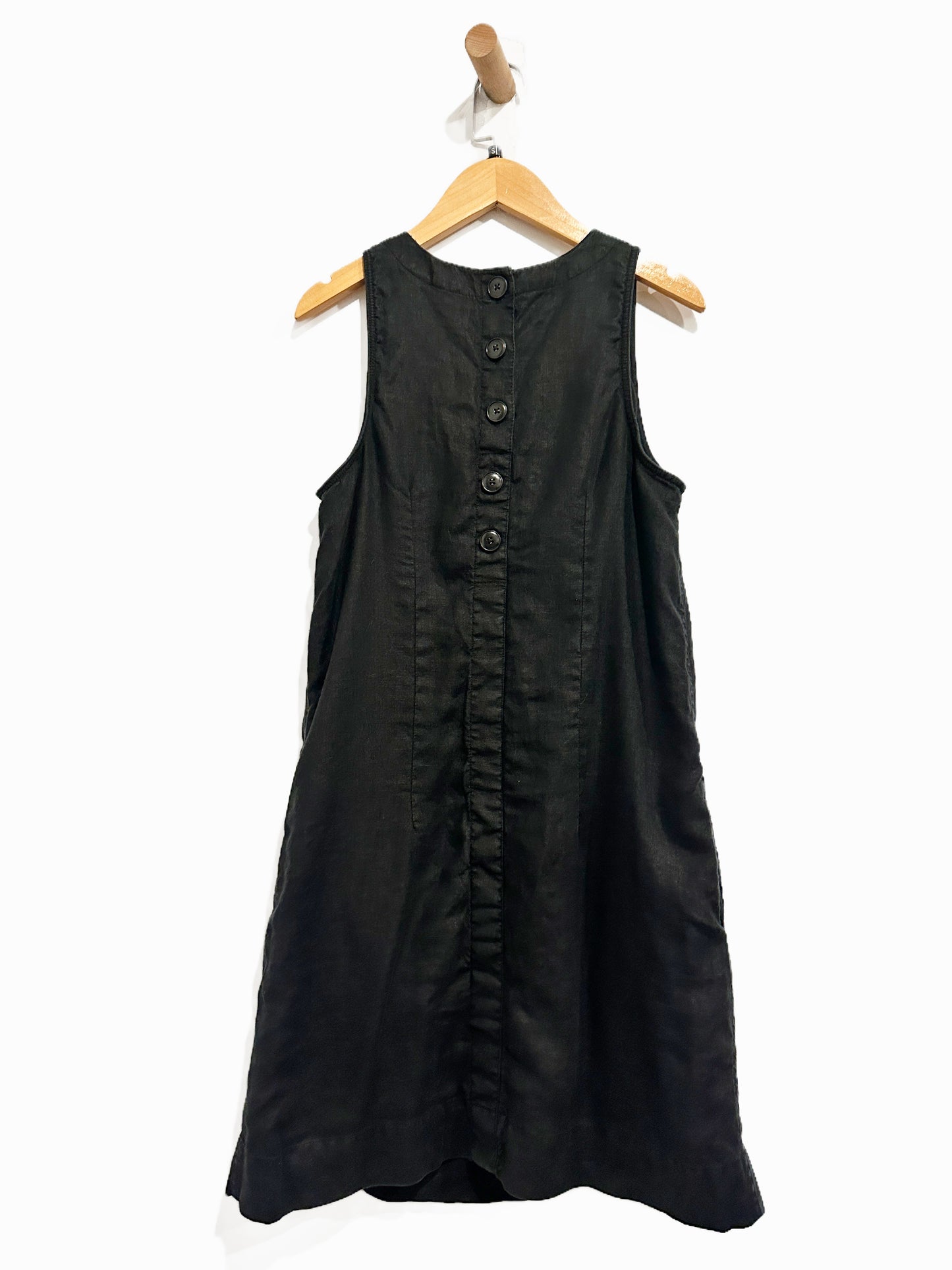J. Crew Black Button-Back Linen Dress - XS