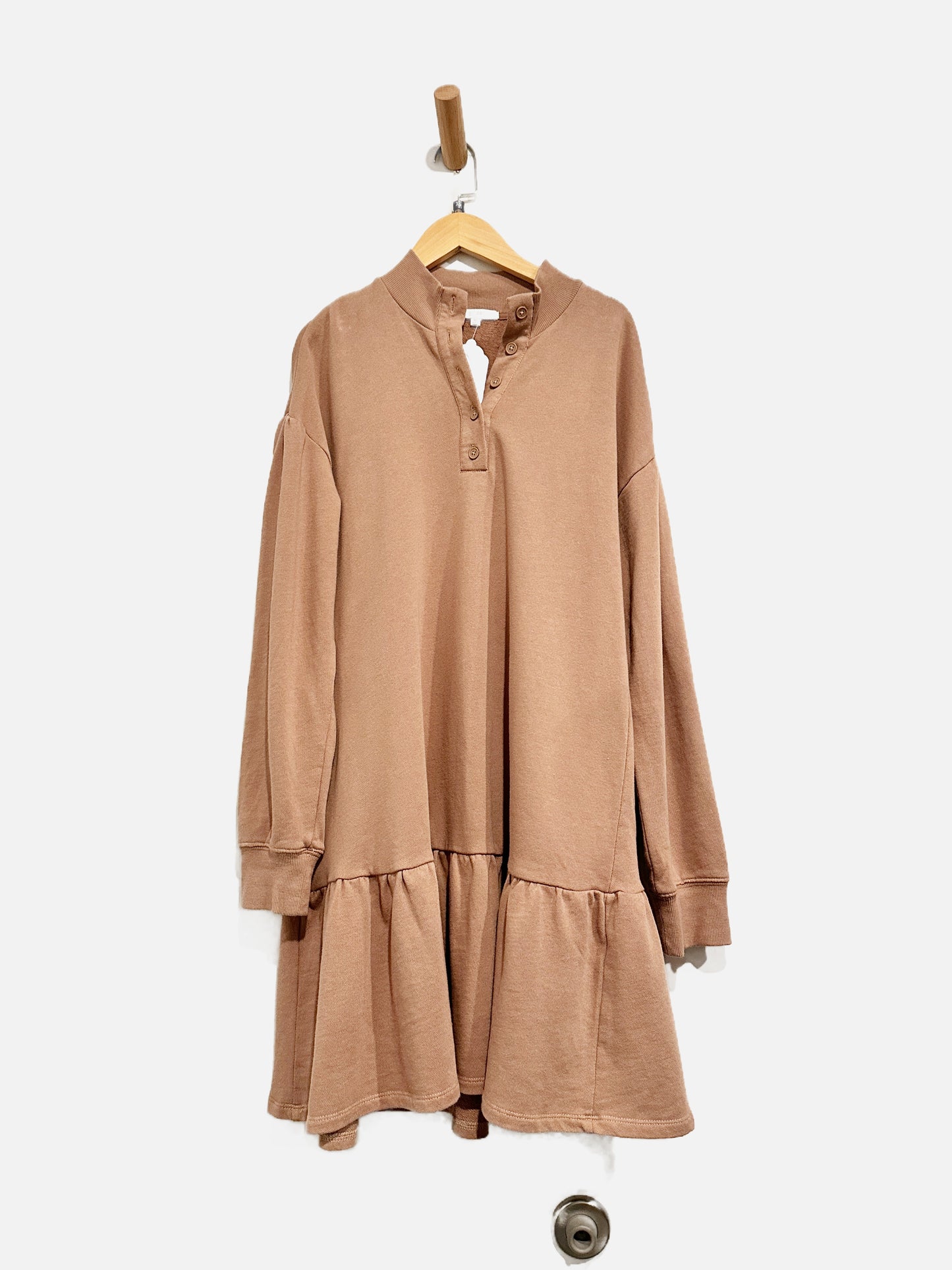 Z Supply Brown Ruffle Shirt Dress - XS