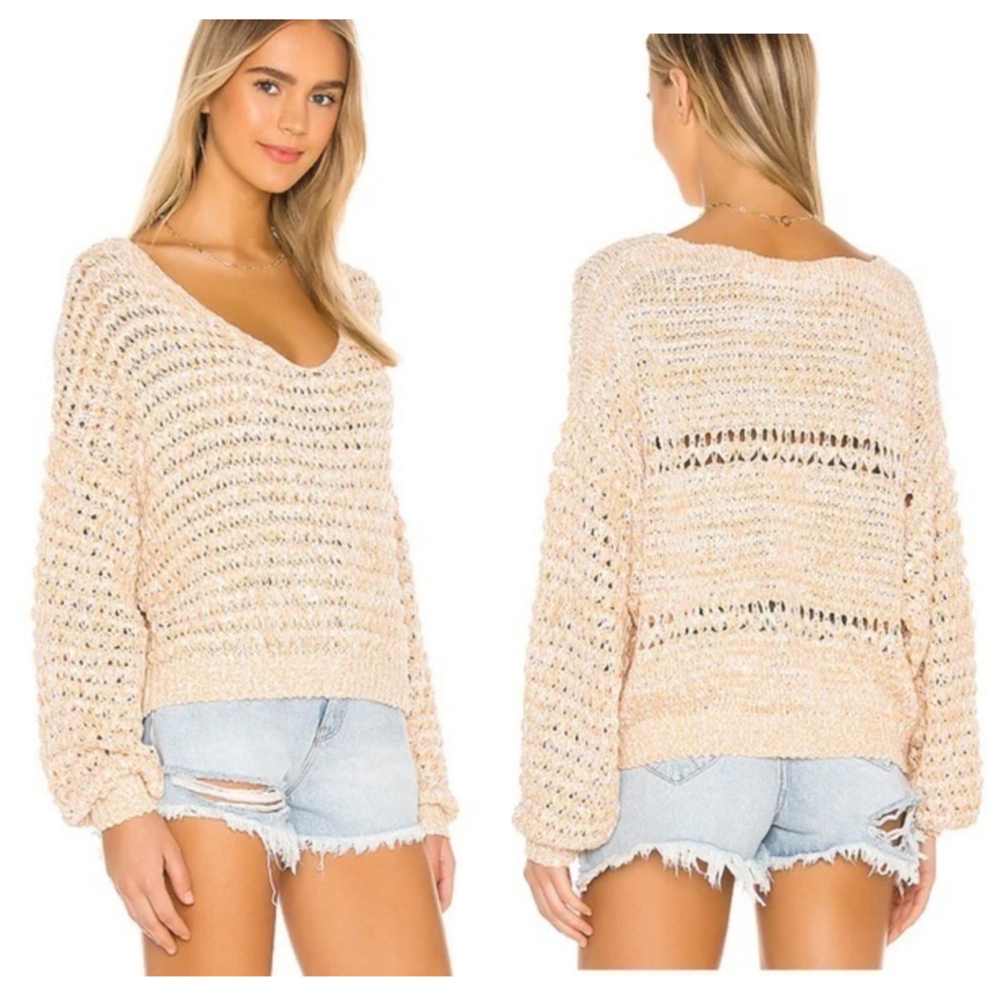 Free People Coconut V-Neck Sweater - XS