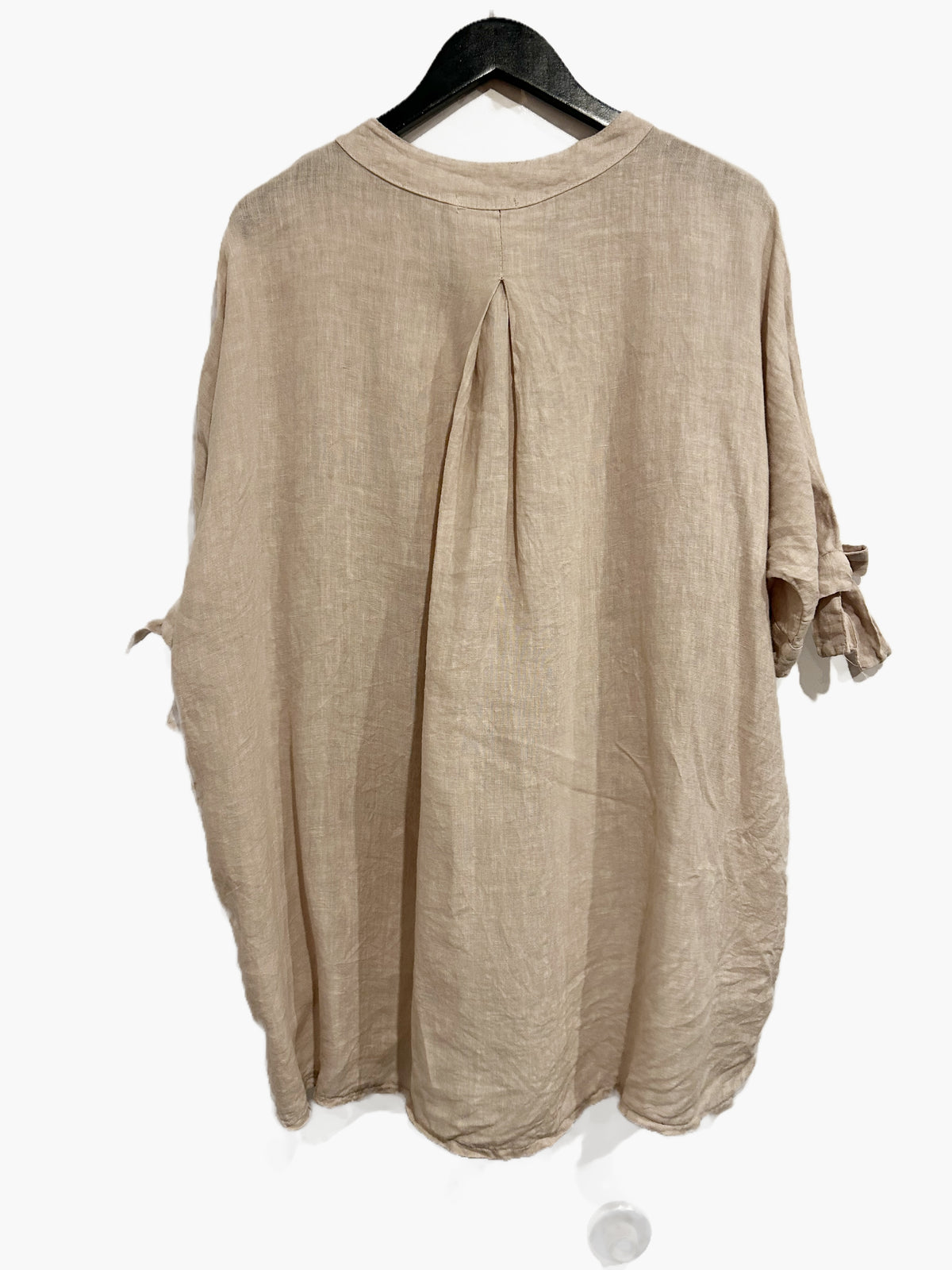 Meo Meli Tan Twist Front Linen Tunic Top - Large