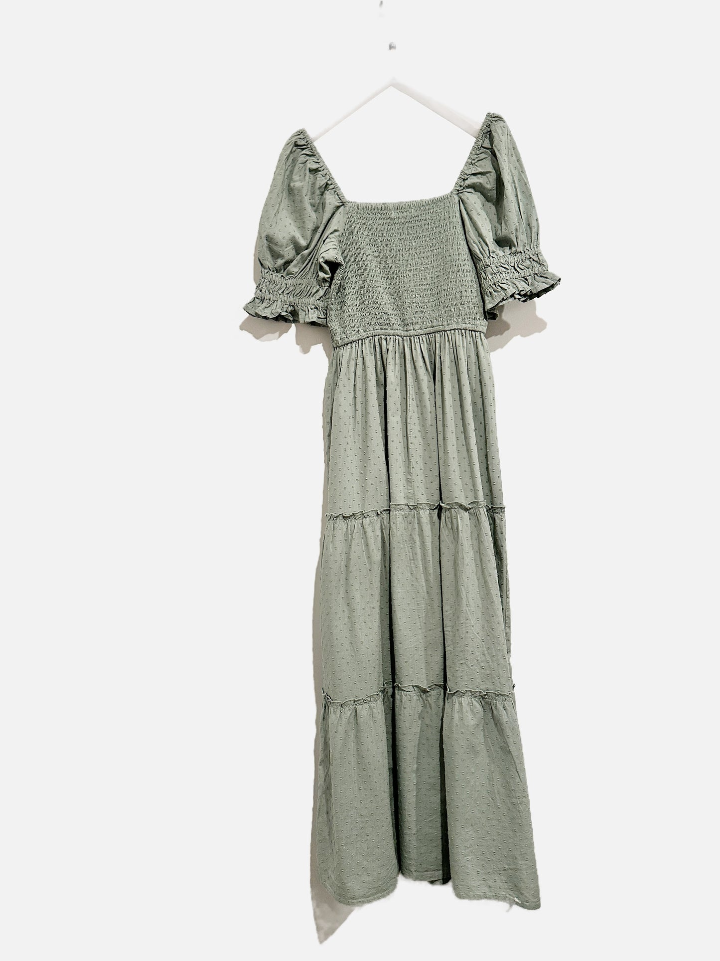 AND NOW THIS Green Swiss Dot Midi Dress - XS