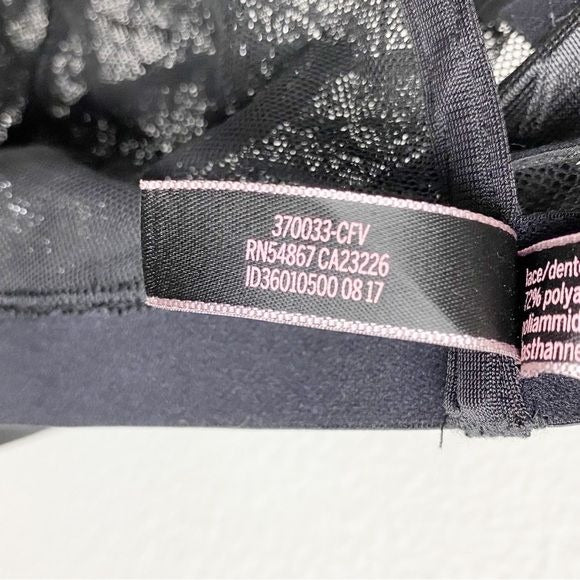 Victoria’s Secret NWT Very Sexy Black Silver Shine Lace High Neck Bra Size Small