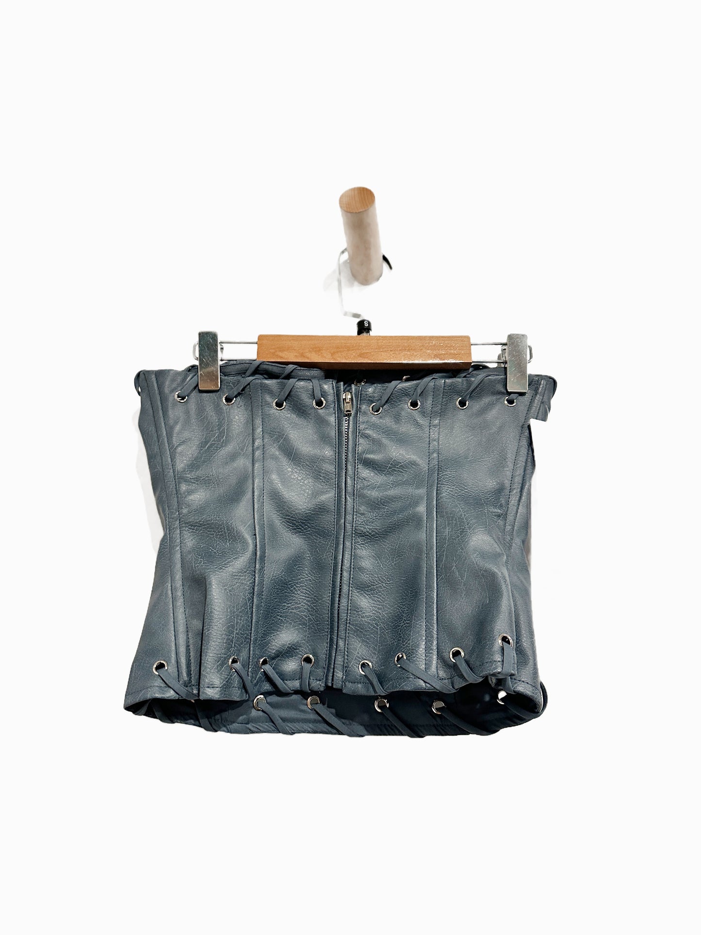 NWT Princess Polly Pammie Faux Leather Strapless Top in Blue - 2