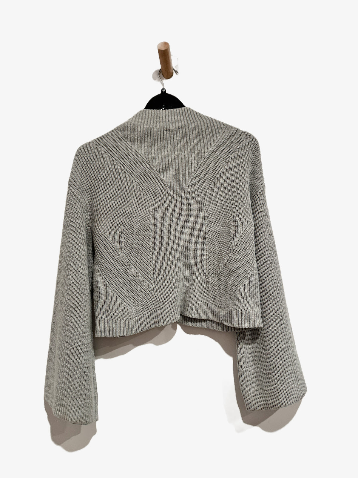 Anthropologie Maeve Katey Mock-Neck Bell-Sleeve Sweater in Grey - XS