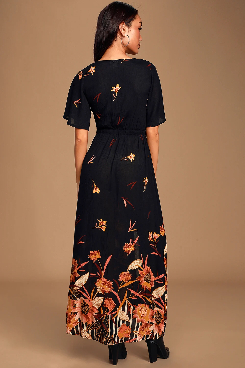 Billabong Black Floral Midi Dress - Medium