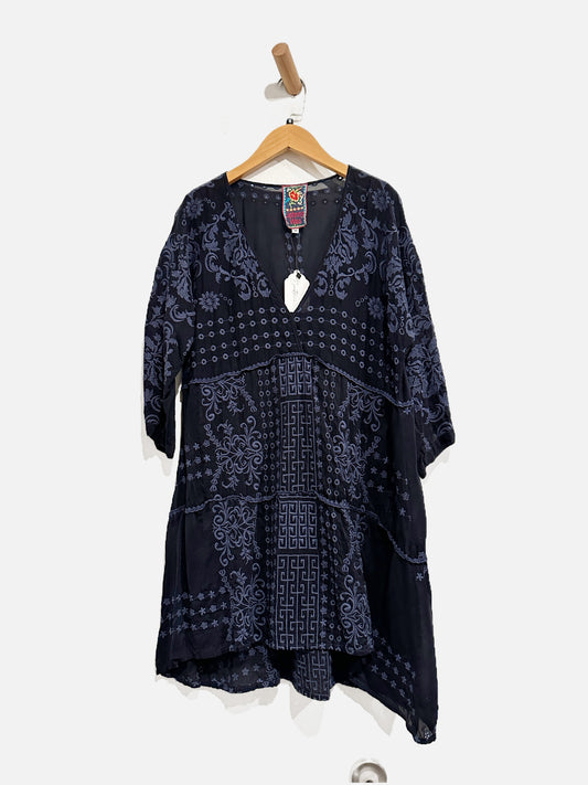Johnny Was Navy Embroidered Tunic - Medium