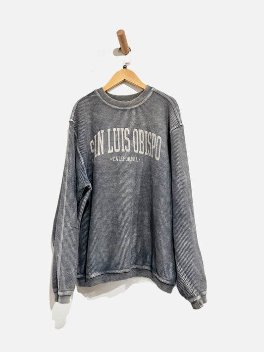 Corded Crew Blue Ribbed San Luis Sweatshirt - XS