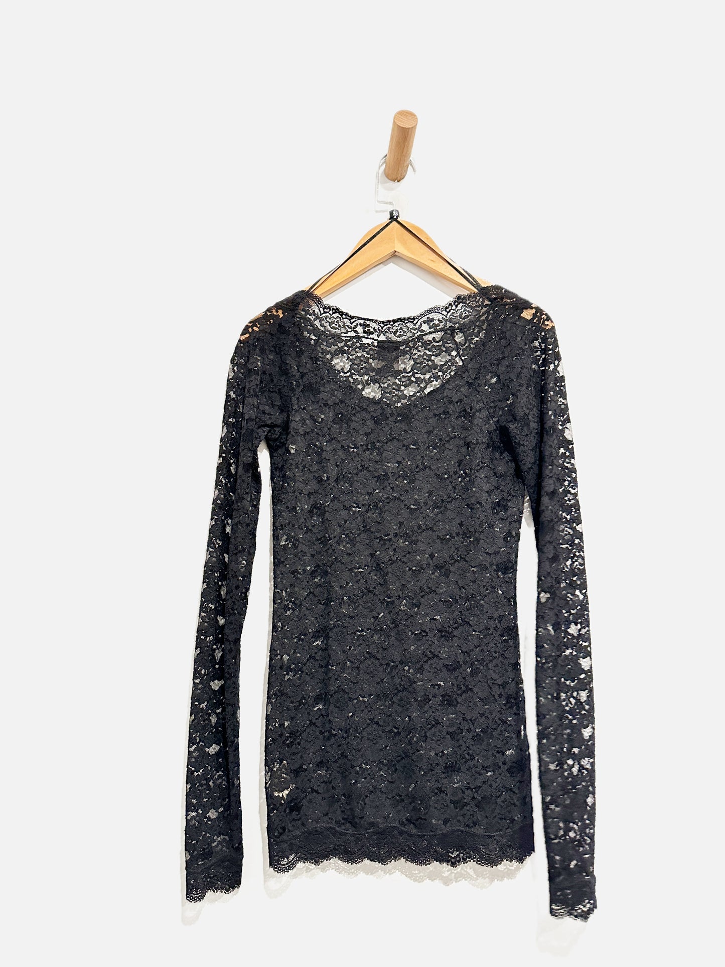 Free People Black Lace LS Top - XS