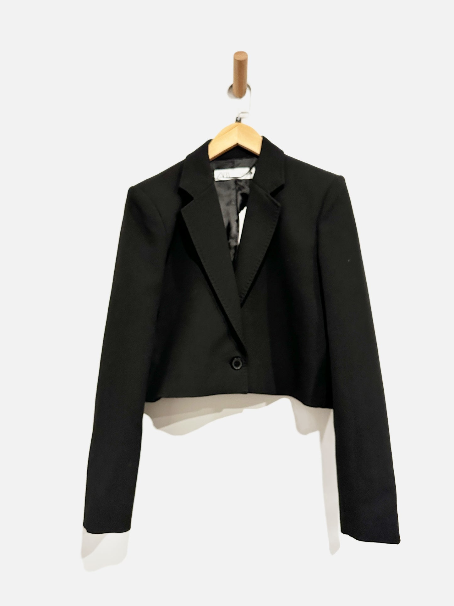 Zara Black Cropped Boxy Blazer - Medium