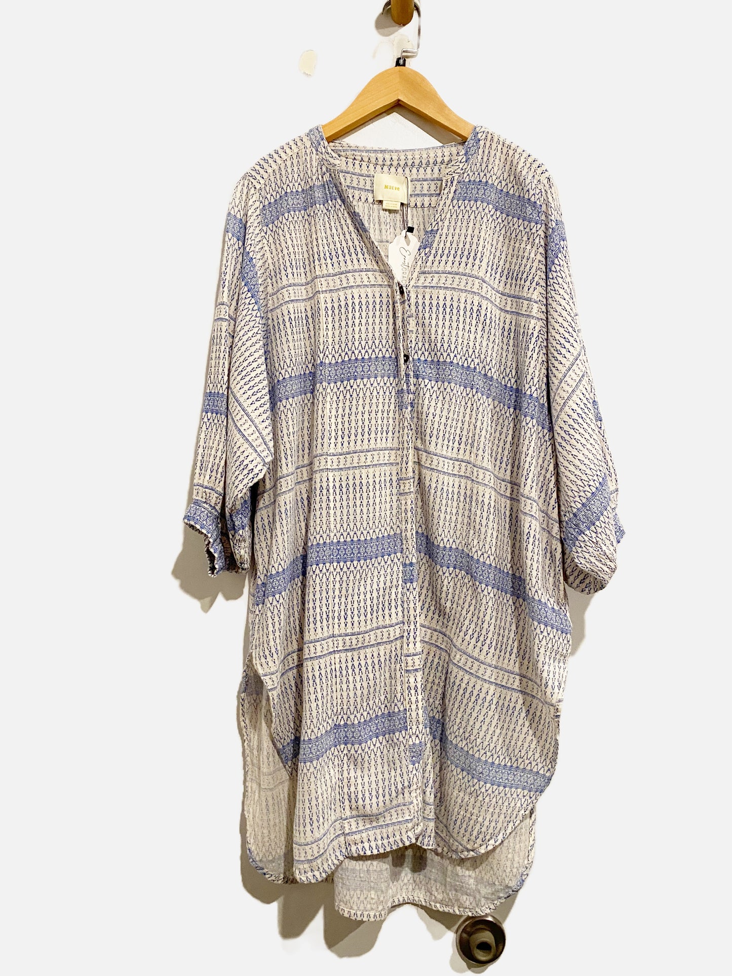 Maeve Blue and White Button Down Tunic - Medium
