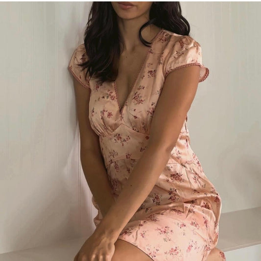 Reformation NWT Pink Floral Amelia Silk Mini Dress - 8