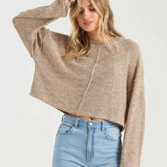 Billabong Cream Marled Sweater - Medium