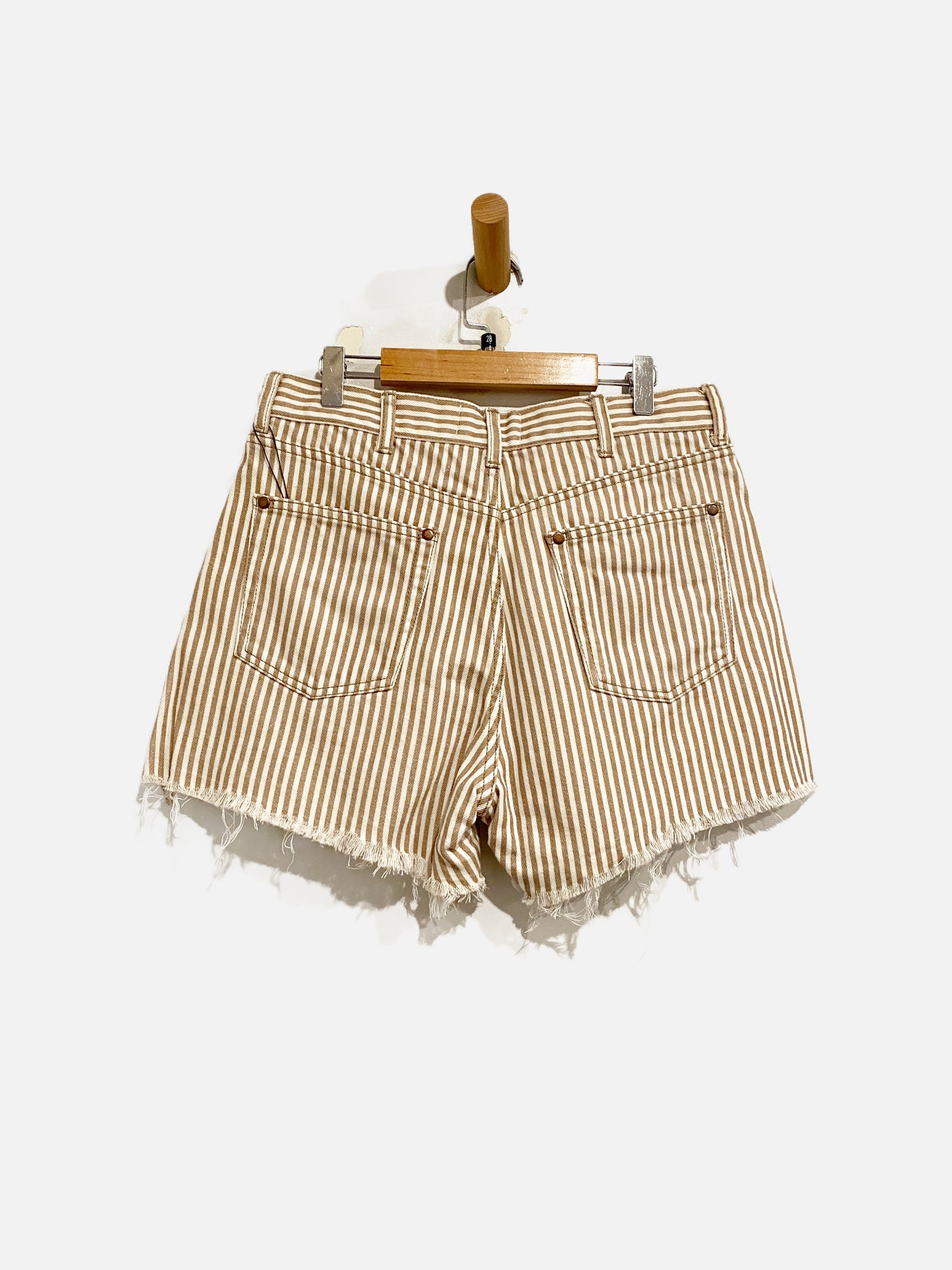 Reformation Jeans Brown and White Stripe Shorts-28