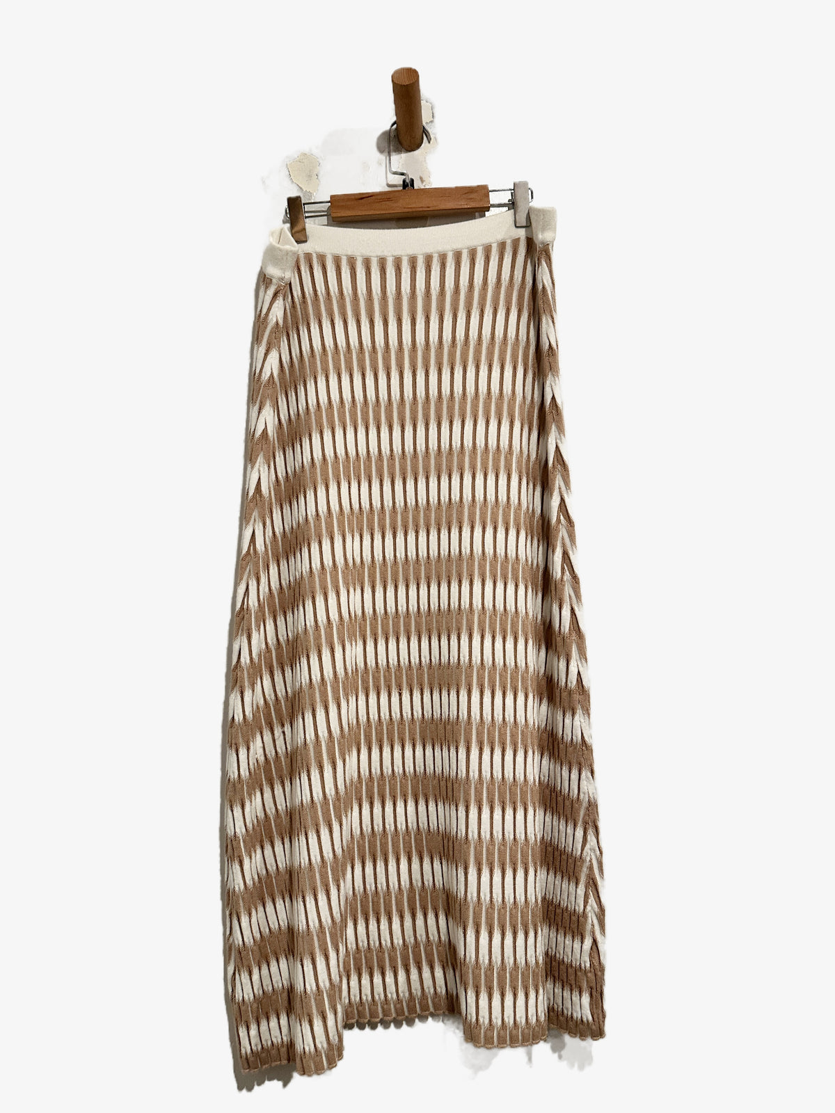 Lucy Paris Newport Knit Skirt in Beige/White - XL