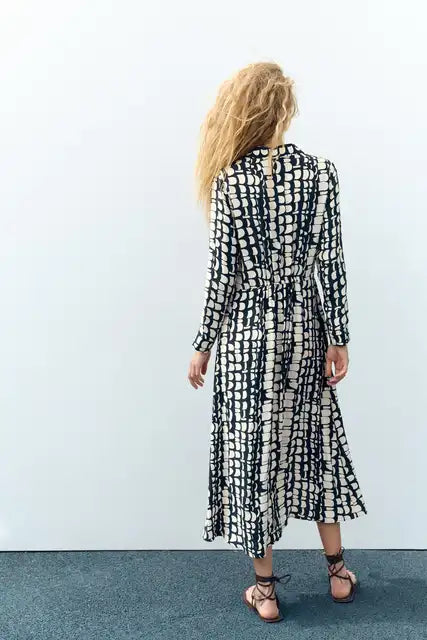 Zara Black and White Button Down Dress - Small