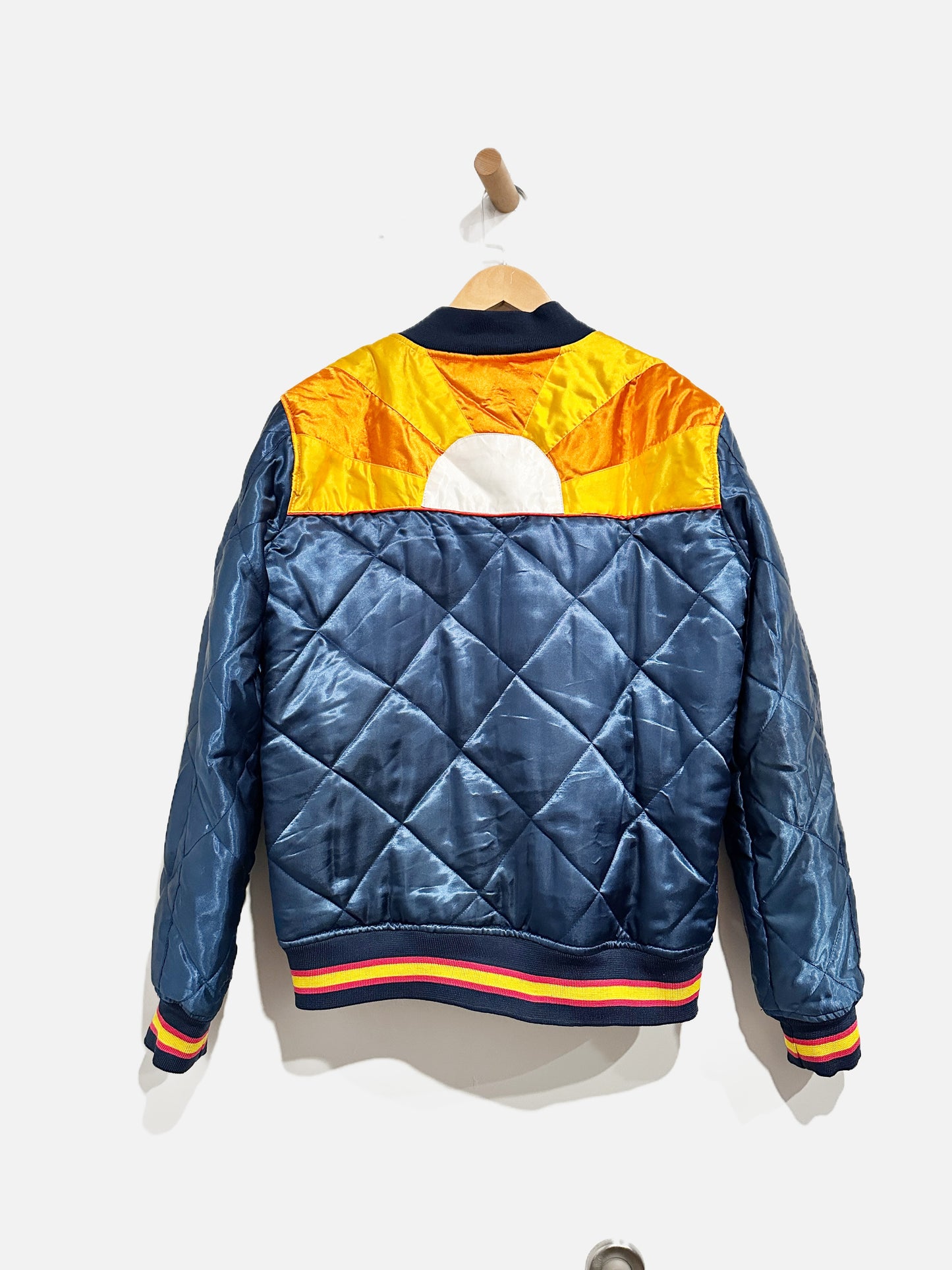 Vintage Navy Retro Bomber Jacket - Large