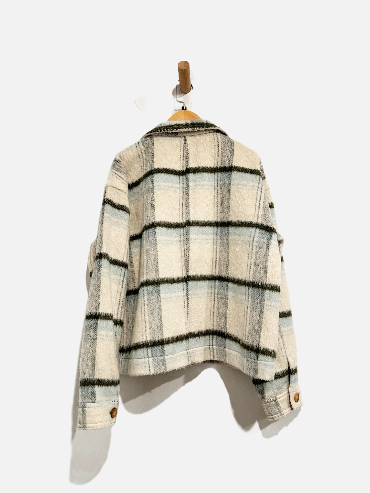 Bagatelle Cream/Blue Plaid Shacket - Small